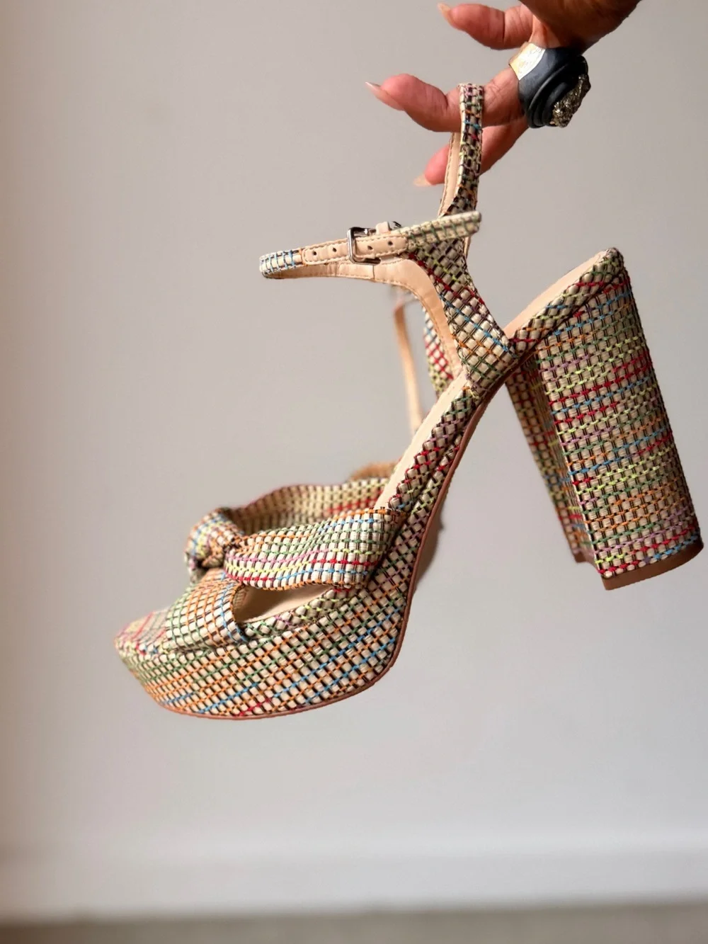 Marc Fisher Multicolor Woven Platform Sandals